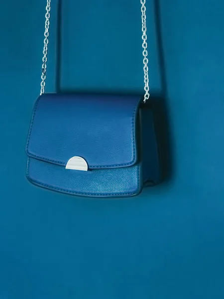 Blue fashionable leather purse with silver details as designer bag and stylish accessory, female fashion and luxury style handbag collection concept