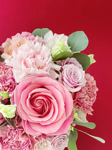 Belo Buquê Flores Rosa Florescendo Como Presente Férias Conceito Design — Fotografia de Stock