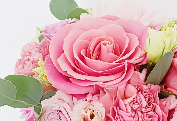 Belo Buquê Flores Rosa Florescendo Como Presente Férias Conceito Design — Fotografia de Stock