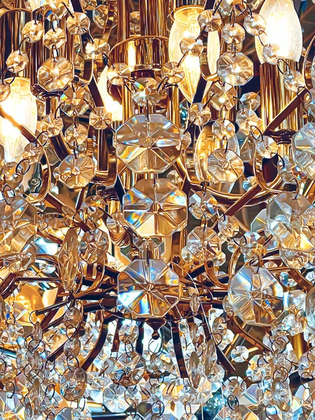 Crystal Glass Chandelier Abstract Background Home Decor Lighting Detail Luxury — Photo