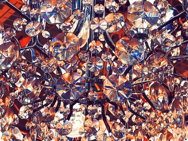 Kristallen Glazen Kroonluchter Als Abstracte Achtergrond Home Decor Verlichting Detail — Stockfoto