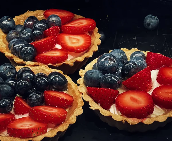 Fruits Berry Tartlets Tarts Fruit Dessert Sweet Food Delicious Pastry — Φωτογραφία Αρχείου