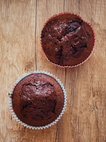 Σοκολάτα Muffins Γλυκό Επιδόρπιο Σπιτική Συνταγή Κέικ Φαγητό Και Ψήσιμο — Φωτογραφία Αρχείου