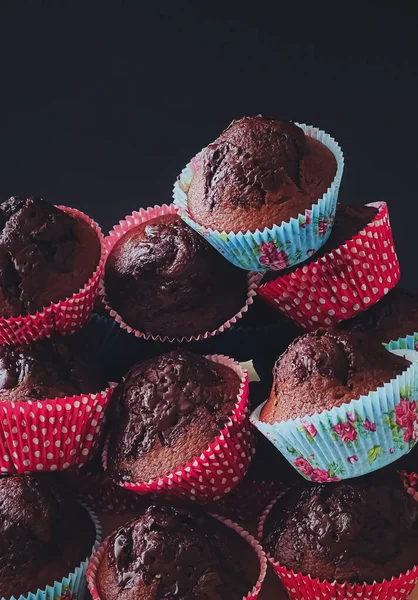 Шоколадные Кексы Качестве Сладкого Десерта Домашние Пирожные Рецепт Питание Выпечка — стоковое фото