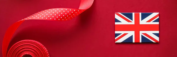 Union Jack Bandeira Grã Bretanha Fundo Vermelho Queen Platinum Jubilee — Fotografia de Stock