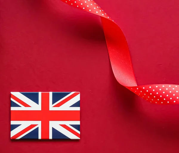 Union Jack Flagga Storbritannien Röd Bakgrund Queen Platinum Jubilee Och — Stockfoto