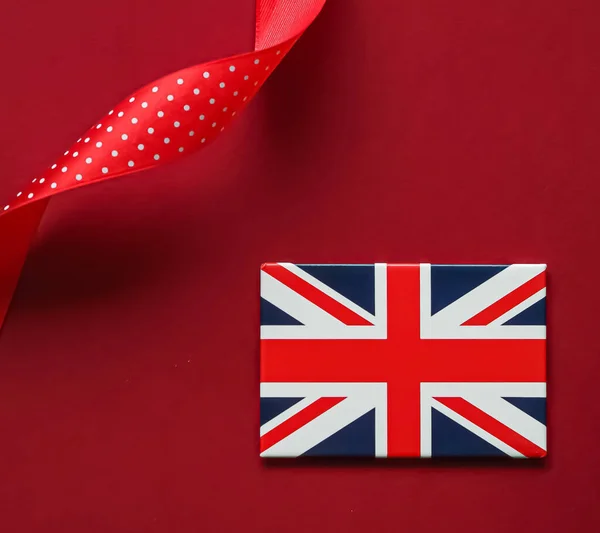 Union Jack Bandiera Della Gran Bretagna Sfondo Rosso Giubileo Platino — Foto Stock
