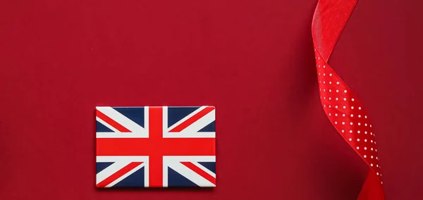Bandera Union Jack Gran Bretaña Sobre Fondo Rojo Queen Platinum — Foto de Stock