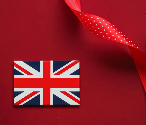 Bandera Union Jack Gran Bretaña Sobre Fondo Rojo Queen Platinum — Foto de Stock