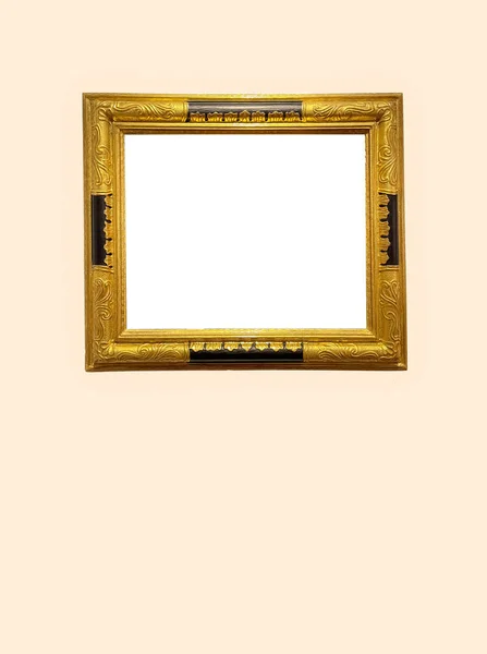 Galerierahmen Für Antike Kunst Beiger Wand Auktionshaus Oder Museum Leere — Stockfoto