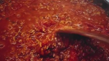 Bolonez sosu, yemek ve yemek tarifi konsepti