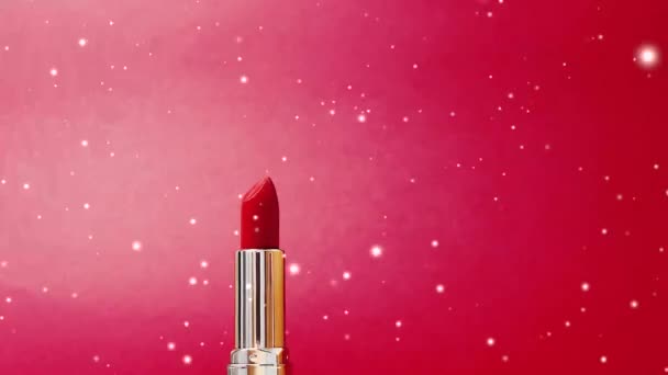 Rujul Roșu Produs Cosmetic Lux Zăpadă Timpul Crăciunului Anunțul Pentru — Videoclip de stoc