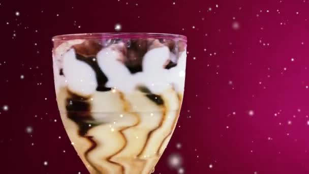 Gelato Dolce Con Crema Alla Vaniglia Cioccolato Neve Effetto Neve — Video Stock