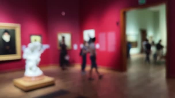 Galeria Museu Borrada Interior História Arte Conceito Cultura — Vídeo de Stock