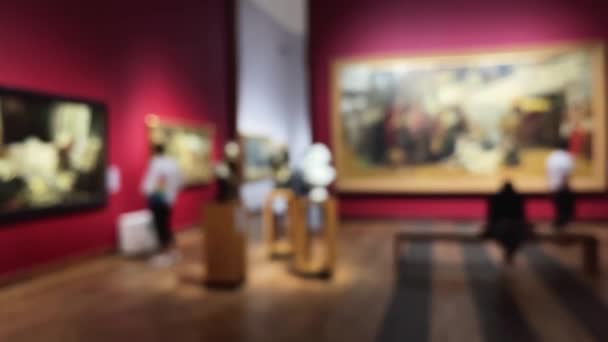 Розмитий Музей Галерея Інтер Історія Мистецтва Концепція Культури — стокове відео