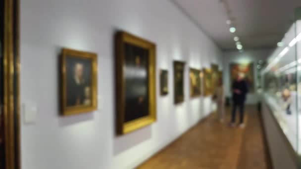 Museo Borroso Galería Interior Historia Del Arte Cultura Concepto — Vídeo de stock