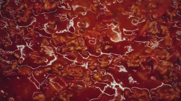 Matlagning Bolognese Sås Mat Och Recept Koncept — Stockvideo