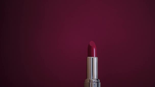 Lápiz Labial Rojo Como Producto Cosmético Lujo Maquillaje Concepto Marca — Vídeos de Stock