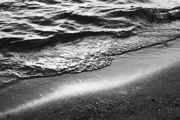 Ondas Mar Areia Brilho Sol Pôr Sol Impressão Arte Preto — Fotografia de Stock