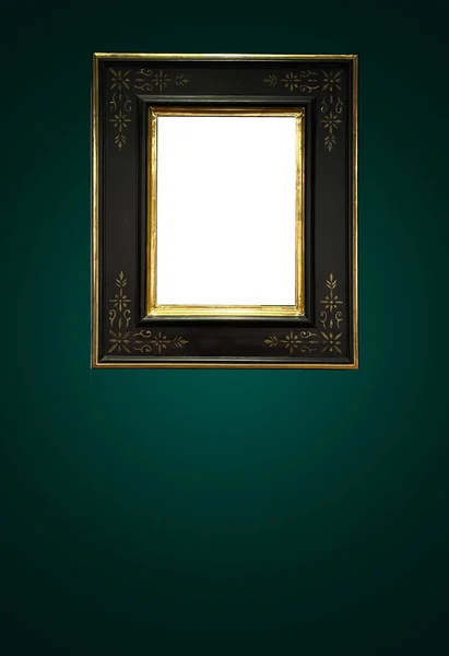 Antique Art Fair Gallery Frame Royal Green Wall Auction House — Stock Photo, Image