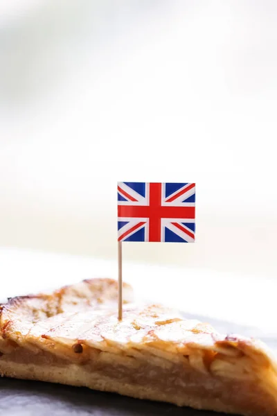 Slice Apple Pie British Flag Tart Dessert Sweet Food Concept — Stockfoto