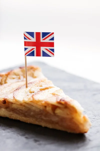 Slice Apple Pie British Flag Tart Dessert Sweet Food Concept — ストック写真