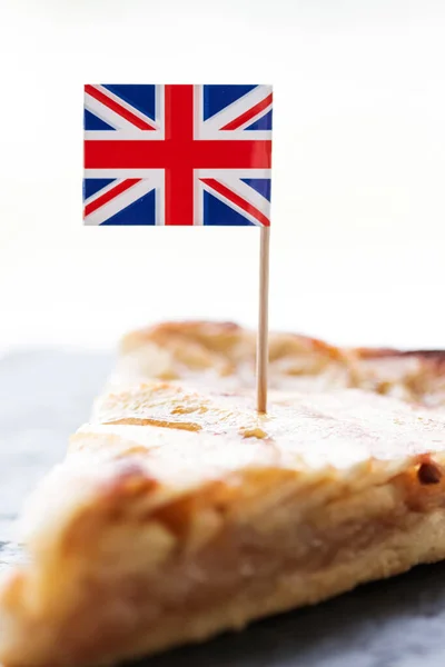 Slice Apple Pie British Flag Tart Dessert Sweet Food Concept — Stockfoto