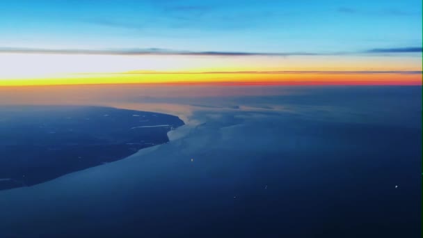 Αεροφωτογραφία Ηλιοβασίλεμα Ουρανό Πάνω Από Θάλασσα Αγγλία Ηνωμένο Βασίλειο Αεροπορική — Αρχείο Βίντεο