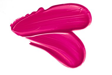 Pembe güzellik kumaşı, cilt bakımı ve makyaj malzemesi dokusu beyaz arka planda izole edilmiş, makyaj lekesi, krem makyaj kremi lekesi ya da boya fırçası darbesi yakın çekim