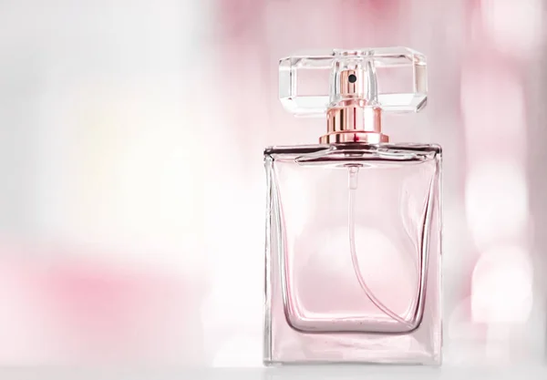 Perfume Bottle Glamour Background Floral Feminine Scent Fragrance Eau Parfum — Stock fotografie