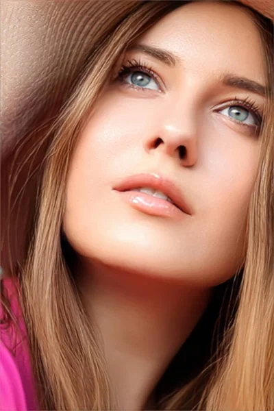 Fashion Travel Beauty Face Portrait Young Woman Beautiful Model Wearing — Zdjęcie stockowe