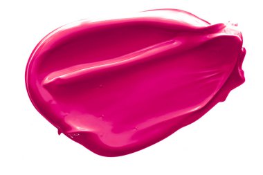 Pembe güzellik kumaşı, cilt bakımı ve makyaj malzemesi dokusu beyaz arka planda izole edilmiş, makyaj lekesi, krem makyaj kremi lekesi ya da boya fırçası darbesi yakın çekim