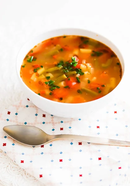 Hot Vegetable Soup Bowl Comfort Food Homemade Meal Concept — ストック写真