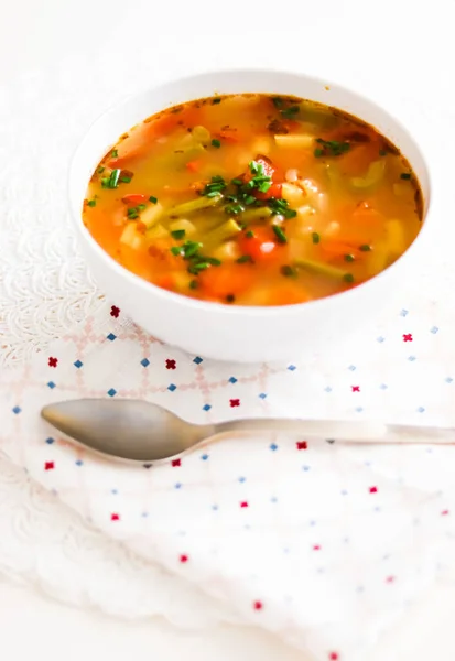 Hot Vegetable Soup Bowl Comfort Food Homemade Meal Concept — Stock Photo, Image