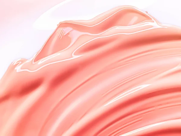 Glossy Coral Cosmetic Texture Beauty Make Product Background Skincare Cosmetics — Zdjęcie stockowe