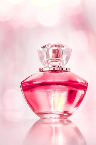 Perfume Bottle Glamour Background Floral Feminine Scent Fragrance Eau Parfum — Photo