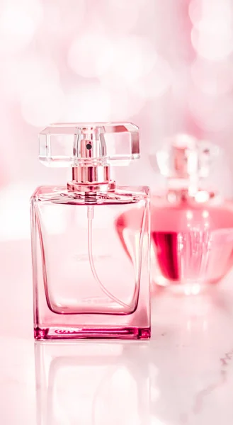 Perfume Bottles Glamour Background Floral Feminine Scent Fragrance Eau Parfum — Zdjęcie stockowe