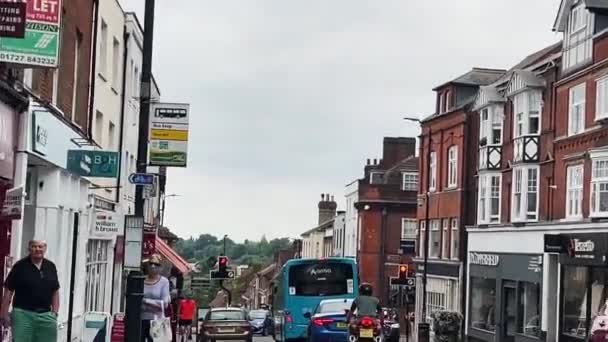 Albans Hertfordshire England June 2022 Driving Beautiful English Town Centre — Stok video