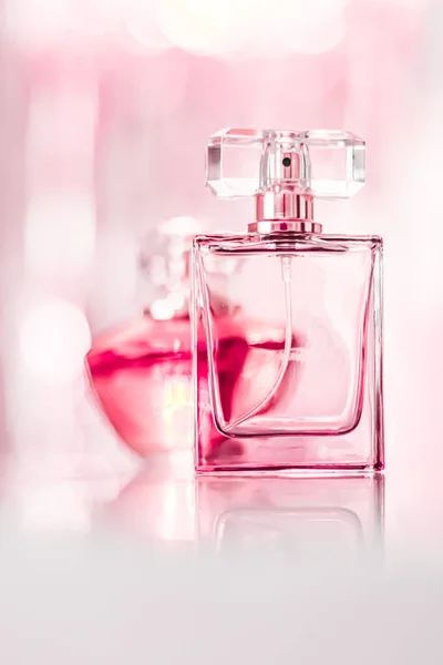 Perfume Bottles Glamour Background Floral Feminine Scent Fragrance Eau Parfum — Stok fotoğraf