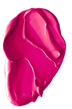 Pembe güzellik kumaşı, cilt bakımı ve makyaj malzemesi dokusu beyaz arka planda izole edilmiş, makyaj lekesi, krem makyaj kremi lekesi ya da boya fırçası darbesi yakın çekim