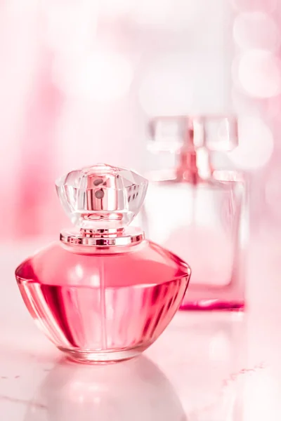 Perfume Bottles Glamour Background Floral Feminine Scent Fragrance Eau Parfum — Stok fotoğraf