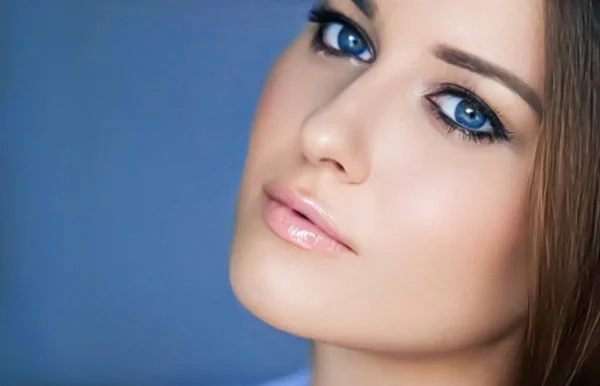 Beauty and make-up, beautiful woman with smokey eyes makeup, face portrait close-up