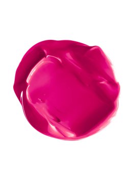 Pembe güzellik kumaşı, cilt bakımı ve makyaj malzemesi dokusu beyaz arka planda izole edilmiş, makyaj lekesi, krem makyaj kremi lekesi ya da boya fırçası darbesi yakın çekim