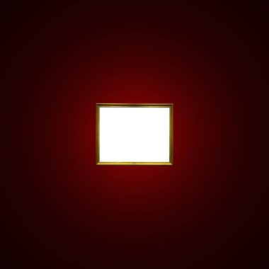 Müze ya da müze sergisindeki kraliyet kırmızı duvarındaki antika sanat galerisi çerçevesi, boş beyaz kopyalama alanı, tasarım, sanat konsepti