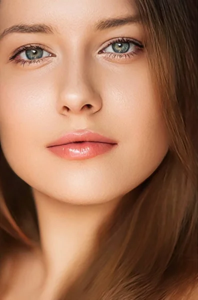 Natural Beauty Make Look Beautiful Young Woman Skin Care Cosmetics — стоковое фото