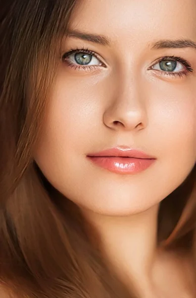 Natural Beauty Make Look Beautiful Young Woman Skin Care Cosmetics — Fotografia de Stock