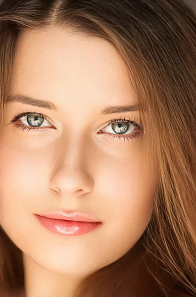 Natural Beauty Make Look Beautiful Young Woman Skin Care Cosmetics — ストック写真