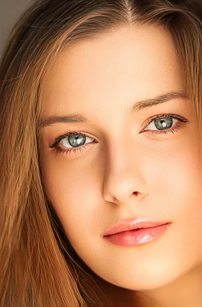 Natural Beauty Make Look Beautiful Young Woman Skin Care Cosmetics — Foto Stock