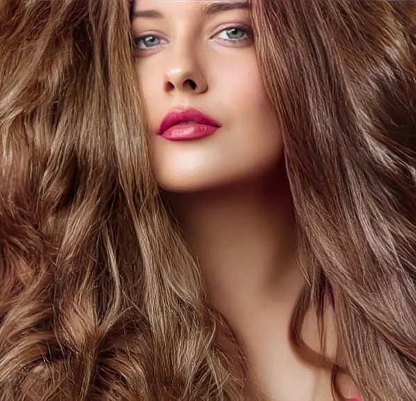 Kapsel Schoonheid Haarverzorging Mooie Vrouw Met Lang Natuurlijk Bruin Haar — Stockfoto