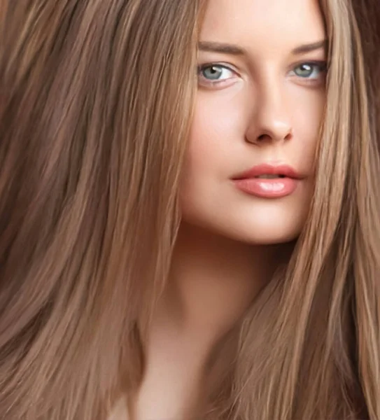 Fryzura Piękno Pielęgnacja Włosów Piękna Kobieta Długimi Naturalnymi Brązowymi Włosami — Zdjęcie stockowe